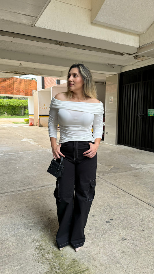 Pantalón Cargo Color Negro