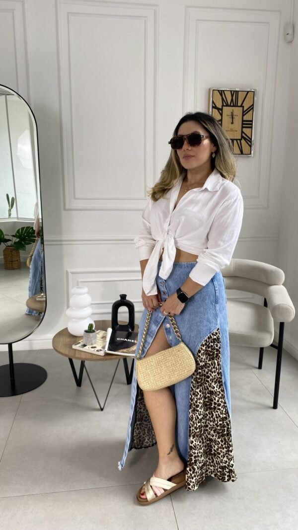 Falda Devora Jean Color Animal Print Café