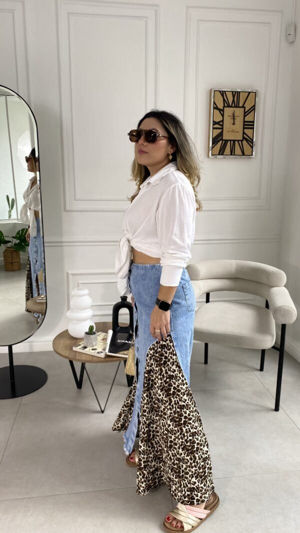 Falda Devora Jean Color Animal Print Café - Image 2