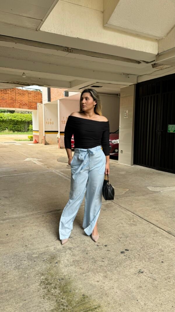 Pantalón Lino Color Celeste - Image 2